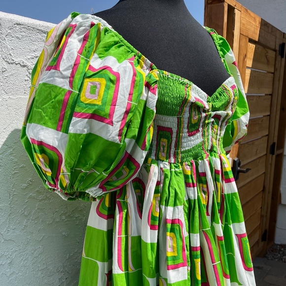 S/W/F mini dress w/puff sleeves NWT "chartreuse" Women's L  Sexy SWF - Picture 10 of 10